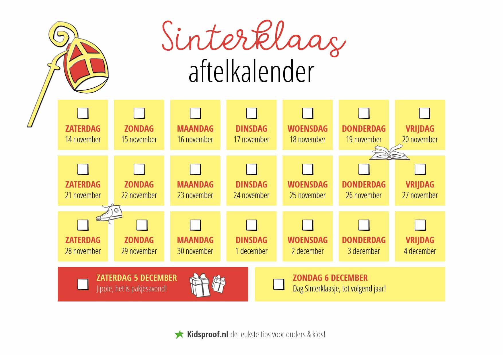 Sinterklaas aftelkalender tot pakjesavond Kidsproof 't Gooi Sinterklaas aftelkalender tot pakjesavond Kidsproof 't Gooi