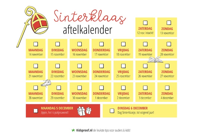 Download gratis: Sinterklaas aftelkalender! | Kidsproof Zuid-Limburg