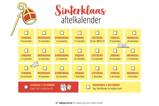 Download gratis: Sinterklaas aftelkalender! | Kidsproof Zuid-Limburg