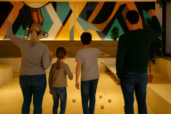  Kinderen spelen jeu de boules in een sfeervolle indoor bar in Arnhem