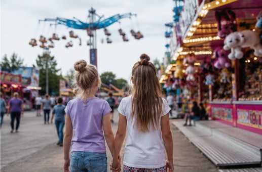 Twee meiden op de kermis